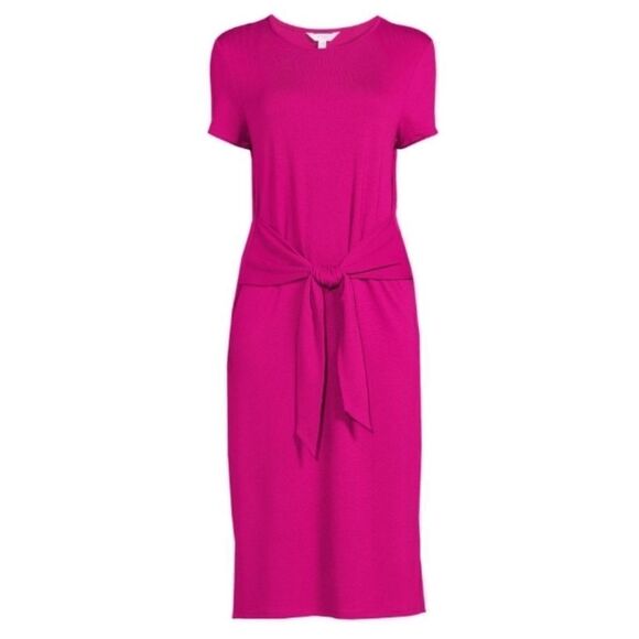 WOMENS TIE WAIST Knit Dress - Picture 2 of 4